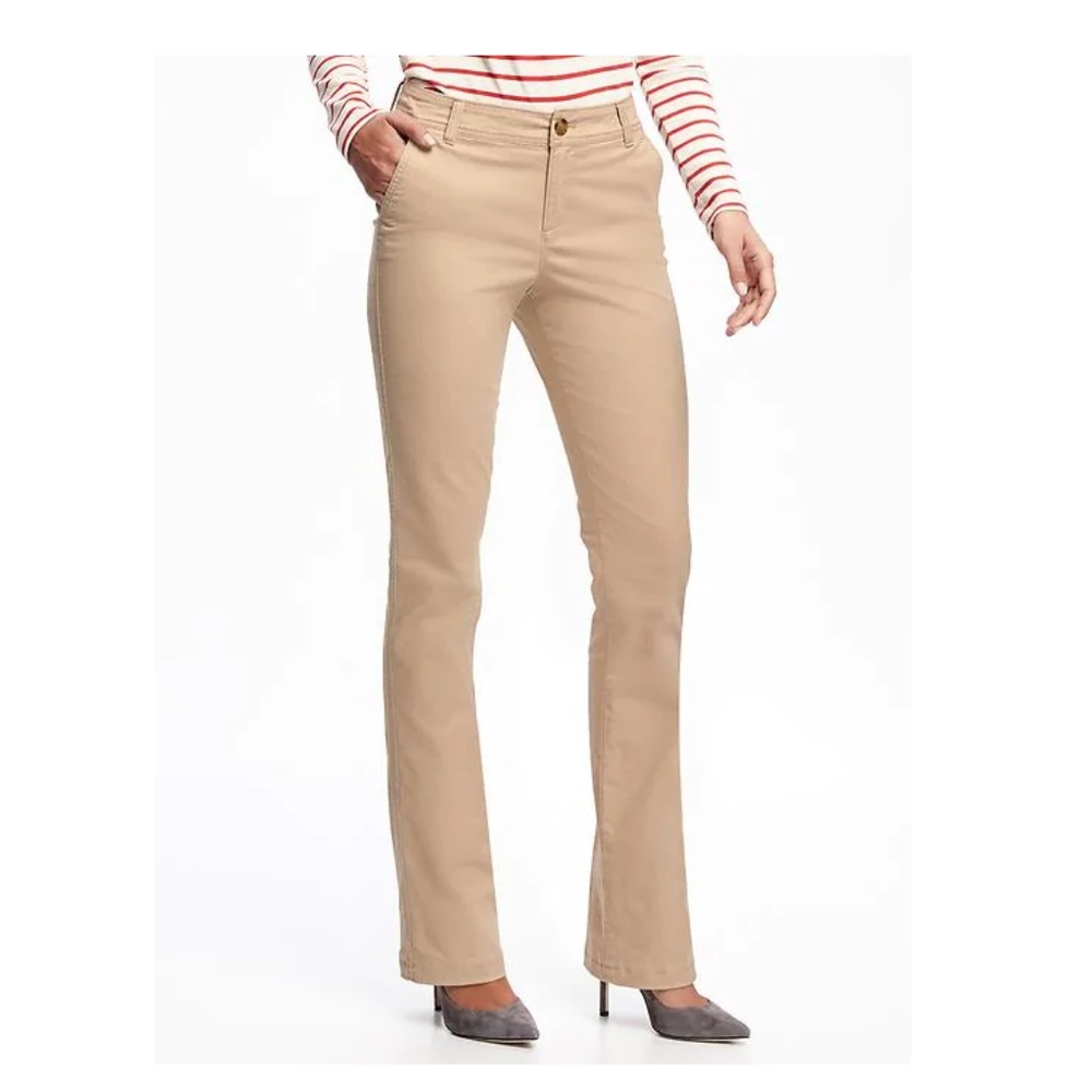 Old Navy Mid-Rise Boot-Cut Khaki Pants